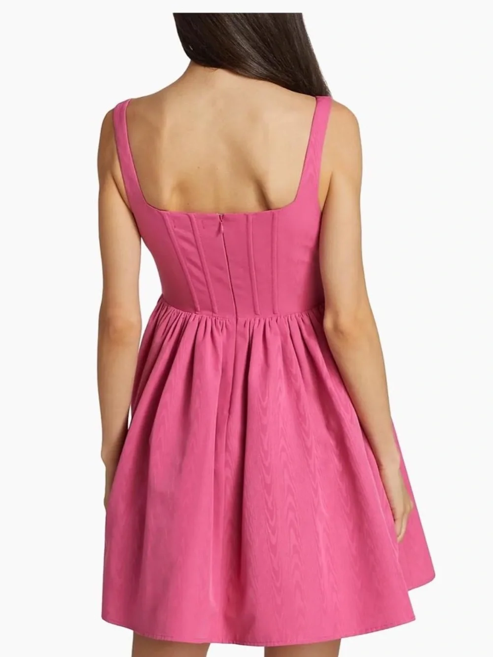 STAUD Pink Sleeveless Fit-and-Flare Prom Dress